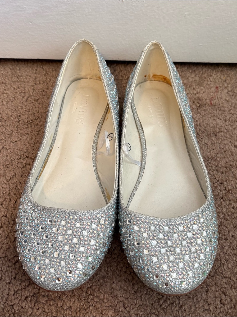 Women’s Glitter Crystal Ballet Flats - Silver